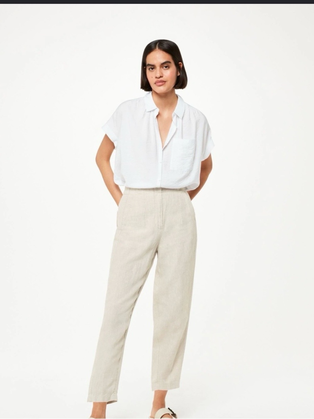 J. Crew Light Cream Linen-Blend Women's Chinos